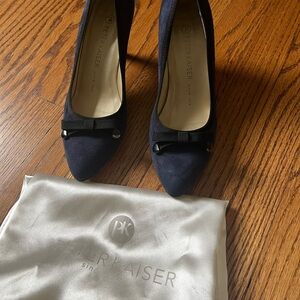 Peter Kaiser Navy Blue Heels with Bow Accent
